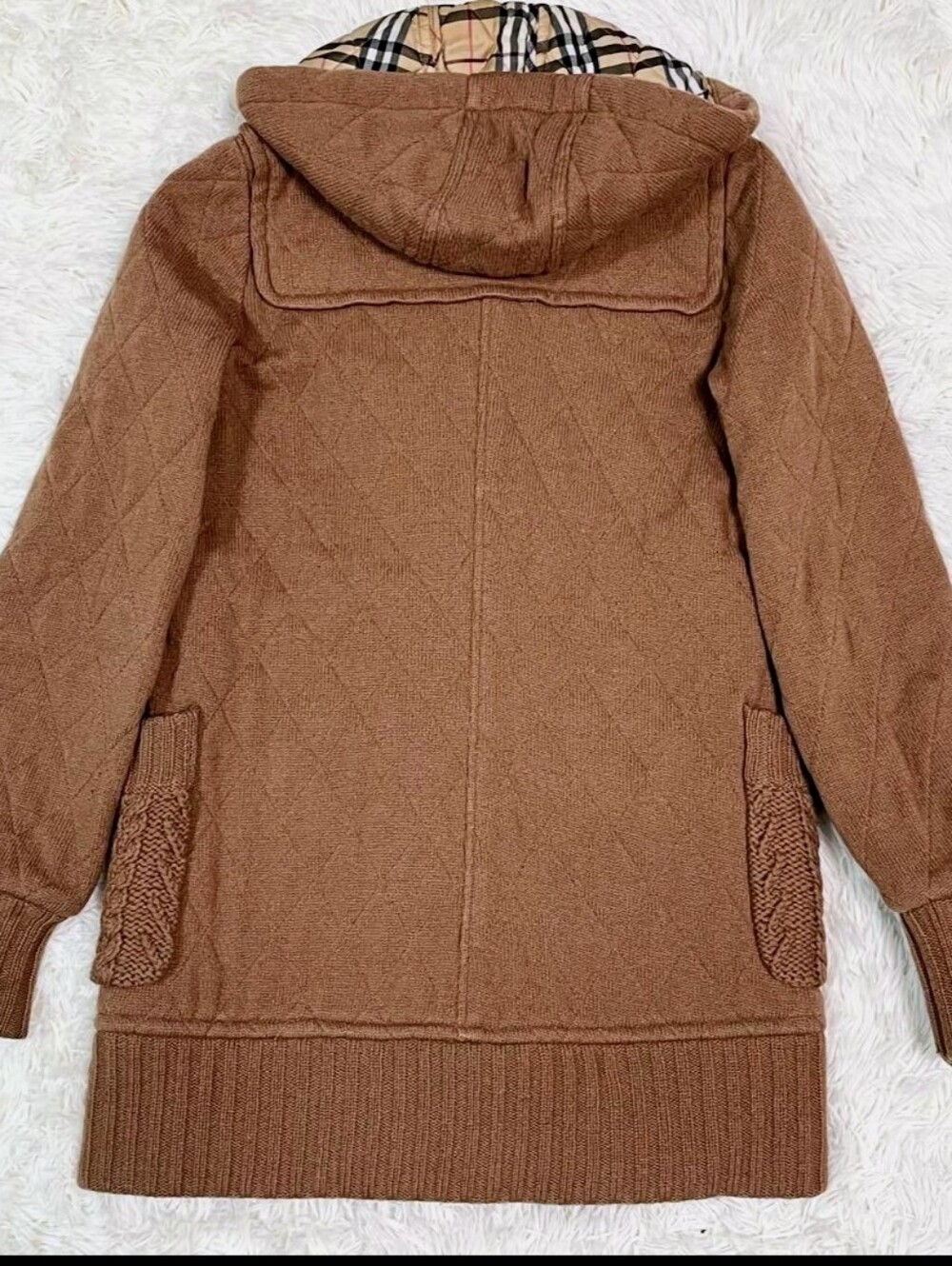 Burberry Brown Hooded Wool-Blend Toggle Pea Coat - Picture 4 of 5